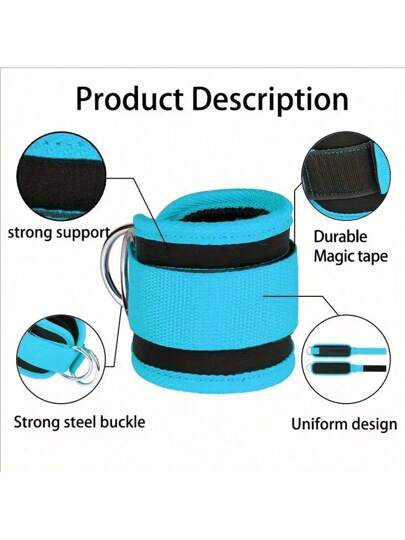 زوج قابل للتعديل مريح من أربطة الكاحل للياقة البدنية ،أربطة كاحل على شكل حلقة D للتمارين في الجيم ، تقوية عضلات الأرداف والساق