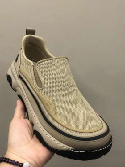 أحذية رجالي جينزية سهلة الارتداء، أحذية صيفية عادية مريحة وقابلة للتنفس بلمسة واحدة