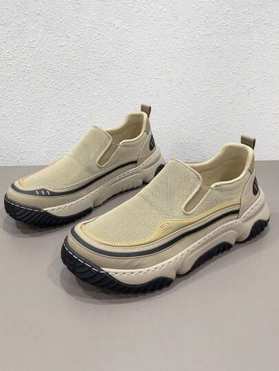 أحذية رجالي جينزية سهلة الارتداء، أحذية صيفية عادية مريحة وقابلة للتنفس بلمسة واحدة