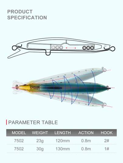 KINGDOM طُعم للصيد البحري مملكة البحر لطعم التلبيد 120مم/23جم ، 130مم/30جم الغائط الاصطناعي ذي الحركة الجيدة، طُعم صلب متذبذب