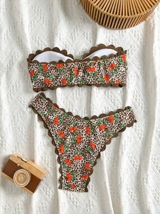 طقم تانكيني حريمي Swim Mod مجموعة بكيني طنكيني للنساء بطبعات زهرية بتفاصيل من الكشكشة ظهر مكشوف، بكيني مثير للشاطئ والعطلات، موديلات جديدة لعام 2025