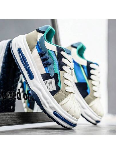 حذاء رياضي موديل 2025 قابل للتنفس بتصميم شخصي، أحذية كاجوال بمطابقة ألوان متميزة، سميك لا انزلاقي، أحذية ذات جودة عالية للمراهقين