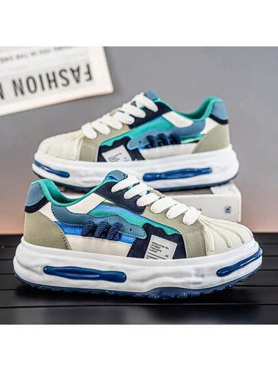 حذاء رياضي موديل 2025 قابل للتنفس بتصميم شخصي، أحذية كاجوال بمطابقة ألوان متميزة، سميك لا انزلاقي، أحذية ذات جودة عالية للمراهقين