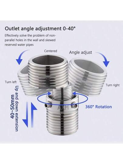 موصل قابل للتعديل من الفولاذ المقاوم للصدأ 304 لرأس مبخرة الحمام الصواني ، وملحقات ذراع مبخرة الحمام