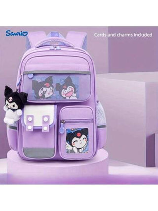 أحذية أوكسفورد حريمي Sanrio حقيبة ظهر مطبوع عليها رسوم كرتونية لشخصيات كوروني ومليودي من سانريو، مصنوعة من النايلون الخفيف، بتصميم متعدد الجيوب، بطانة من البوليستر، إغلاق بسحاب، قابلة للغسيل باليد، مناسبة للتنقل اليومي والرحلات المدرسية في الصيف
