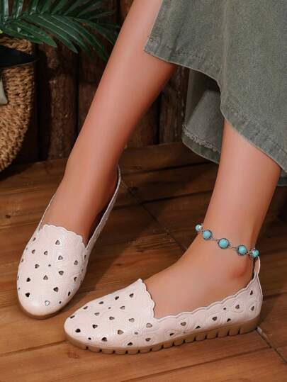 أحذية نسائية ذات نمط مجوف لجميع الفصول، موديل كلاسيكي قديم، منفذ للهواء بخاصية السحب على، قاعدة ناعمة ومضادة للانزلاق، أحذية كاجوال مريحة ومتعددة الاستخدامات