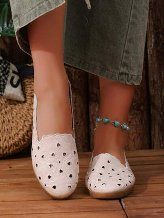 أحذية نسائية ذات نمط مجوف لجميع الفصول، موديل كلاسيكي قديم، منفذ للهواء بخاصية السحب على، قاعدة ناعمة ومضادة للانزلاق، أحذية كاجوال مريحة ومتعددة الاستخدامات