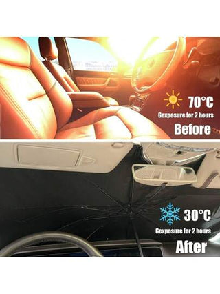 واقي شمس للسيارة عالمي للزجاج الأمامي، قابل للطي على شكل مظلة، مانع للأشعة فوق البنفسجية وللحرارة، مناسب لطرازات متنوعة من السيارات الرياضية متعددة الاستخدامات والشاحنات والشاحنات