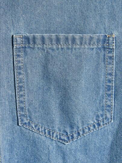 AXEPEAK قميص دنيم قطن جيب مرقع بدون تي شيرت للرجال