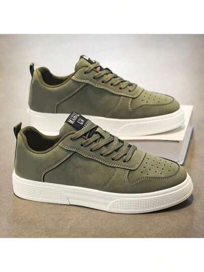 أحذية تزلج رجالية بلون أحادي، مريحة ومانعة للانزلاق، أحذية كاجوال بسُمك سُميك ومربوطة بالرباط، مناسبة للأنشطة الخارجية. المقاس: 39-48