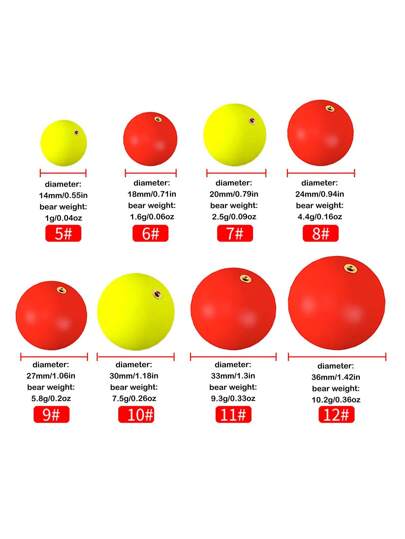 16 قطعة/ مجموعة طفايات سمك كروية، عوامات دائرية، اكسسوارات صيد، عوامات رغوة EVA حساسة للغاية، اكسسوارات صيد DIY، مناسبة للمياه المالحة والعذبة، صيد السمك على الشاطئ