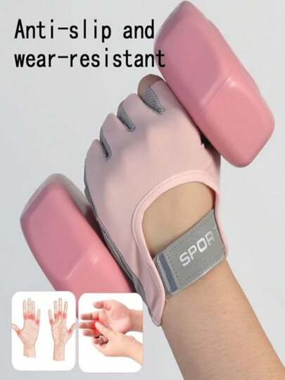 طقم جيم محمول 3 في 1 مانع للانزلاق: اثقال يد سداسية الوردي (بي في سي مضاد للدحرجة) + حزام لشد الأرداف + قفازات من الجل السيليكوني للتجديف | ضروريات تمرين المنزل والمكتب والسفر للنساء/الرجال ، حزمة لياقة بدنية خفيفة متينة 1 قطعة/2 قطعة/4 قطع