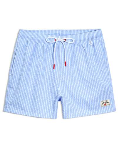 Horizaway شورتات شاطئ للرجال ذات خصر قابل للسحب بطباعة الخطوط