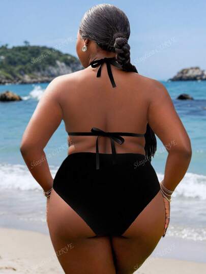 Slaydiva مجموعة بيكيني 2 قطعة للمرأة المليئة الحجم، بتصميم نقشات النمر والأزهار مع رباط أمامي وكوب ثلاثي المثلثات، بيكيني عطلة نهاية الأسبوع الجريئة والكاجوال