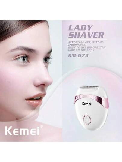 Kemei إزالة شعر الوجه بدون عيوب للنساء KM-673، ماكينات حلاقة للنساء، ماكينات إزالة الشعر للنساء، إزالة الشعر من الوجه والجسم والساق والبيكيني والشفاه، أداة إزالة شعر كهربائية محمولة للنساء من نوع ماكينة الحلاقة الدوارة