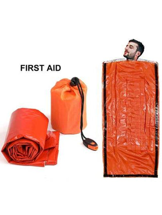 1 قطعة كيس نوم للطوارئ مع صافرة للتخييم والتنزه والتسلق الجبلي معزول حراريًا من النوع السميك للاستخدام في الهواء الطلق