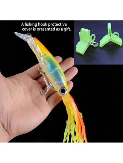 7 قطع طعم صيد السمك نوع الاخطبوط - مصنوع من مادة ABS عالية الجودة، تصميم واقعي حي، عيون ودبابيس دقيقة، مناسب للصيد في المياه العذبة والمالحة - ضروري للباس والتراوت وأسماك البحر الأبيض المتوسط، له تأثير بصري جذاب طويل الأمد، يأتي مع حافظة واقية للخطاف