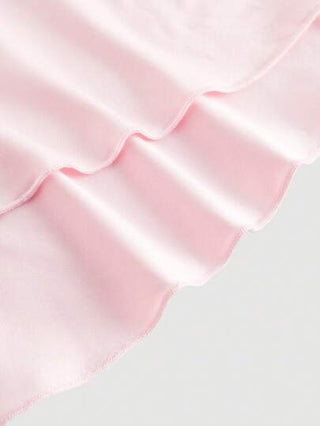 SHEIN MOD فستان حريمي وردي الرقبة على شكل حرف V مزين بزخرفة ورود ثلاثية الأبعاد مع حافة مكرمشة وحزام على الرقبة