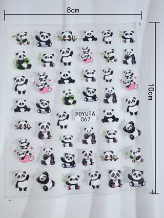 ورقة واحدة من ملصقات أظافر فنية للباندا الجميلة، ملصقات بلاستيكية لاصقة ذاتيًا، تصميم باندا كرتوني محبب، أوراق خضراء لأشجار الخيزران، تصميم زهري ملون، بتصميم كرتوني، سطح لامع، شكل غير متماثل، مناسبة كمستلزمات صالون أظافر DIY لاستخدام لمرة واحدة للنساء