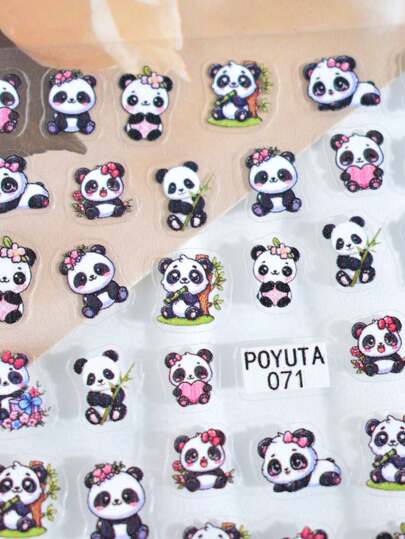 ورقة واحدة من ملصقات أظافر فنية للباندا الجميلة، ملصقات بلاستيكية لاصقة ذاتيًا، تصميم باندا كرتوني محبب، أوراق خضراء لأشجار الخيزران، تصميم زهري ملون، بتصميم كرتوني، سطح لامع، شكل غير متماثل، مناسبة كمستلزمات صالون أظافر DIY لاستخدام لمرة واحدة للنساء