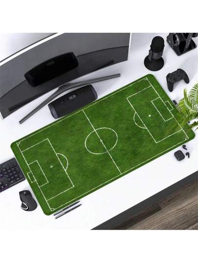 قطعة واحدة سجادة ماوس بتصميم ملعب كرة القدم الأخضر، سجادة مكتب كبيرة النطاق الواسع، إكسسوارات مكتب المكتب، مطاطية للألعاب المحوسبة، إكسسوار لوحة المفاتيح