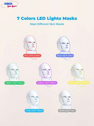 قناع 1 قطعة LED للعلاج الضوئي، قناع رعاية الوجه احترافي 7 ألوان، 7 أوضاع عمل مختلفة، بطارية قابلة للشحن عبر USB سعة 1200مللي أمبير، يحفز الكولاجين، يعزز الامتصاص، مضاد للشيخوخة، مضاد للتجاعيد، شعاعي | صالون الأسرة الأحمر والأزرق والأخضر والأصفر...