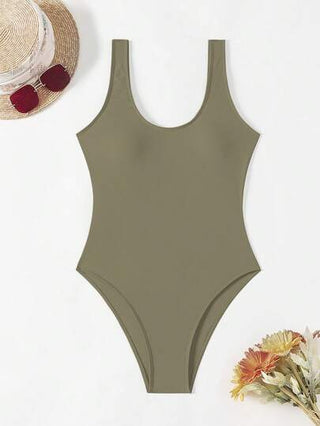 مايوه حريمي قطعة واحدة Swim Basics قطعة واحدة من ملابس السباحة للنساء اللون الأحادي غير الرسمي ذات الربطة الخلفية