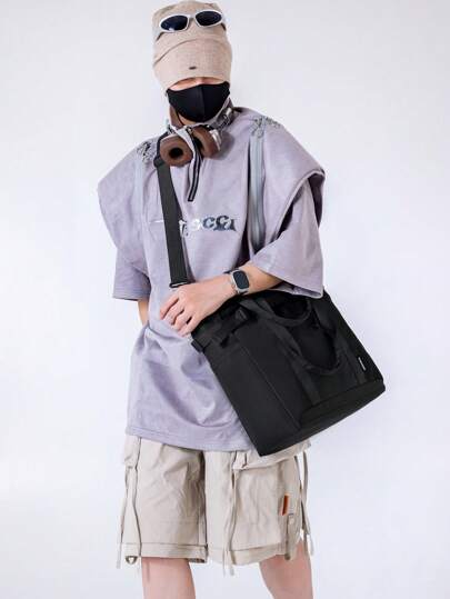 حقيبة رسول كبيرة السعة متعددة الاستخدامات لون سادة بسيطة، مقاومة للماء، حقيبة كتف للطلبة، رحلات قصيرة، السفر، الاستخدام اليومي العادي، للجنسين