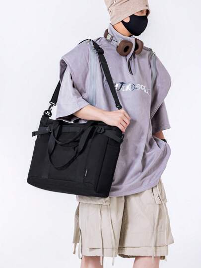 حقيبة رسول كبيرة السعة متعددة الاستخدامات لون سادة بسيطة، مقاومة للماء، حقيبة كتف للطلبة، رحلات قصيرة، السفر، الاستخدام اليومي العادي، للجنسين