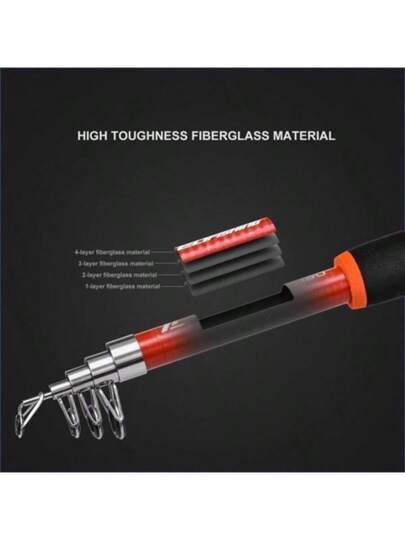 1 قطعة قصبة صيد قوية عالية الخفة قابلة للتلسكوب، مناسبة لمغامرات الصيد في المياه المالحة والعذبة، تصميم محمول وملائم، قصبة صيد من ألياف الزجاج الخشبية والكربون متعددة الاستخدامات، تشمل بكرة صيد واحدة، صيد ترفيهي مرة واحدة