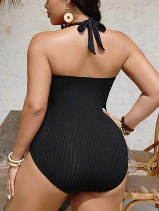 Swim Lushoire بدلة سباحة قطعة واحدة ذات حجم كبير ثابتة اللون من نوع الكشاف المناسب لحماية البطن، من نوع الرقبة الحملة، مناسب للاستخدام في الشاطئ والاستخدام في المسبح