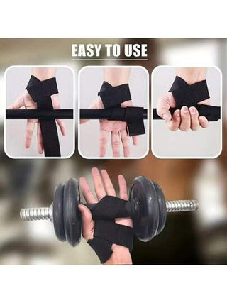 زوج من أشرطة المعصم العالمية للجيم، أشرطة دعم من ألياف البوليستر للياقة البدنية وتدريبات القوة والتمارين - أسود وأحمر