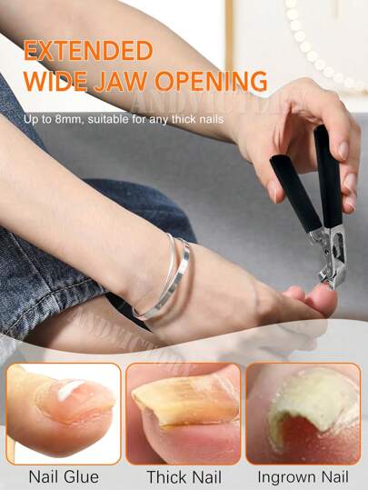 ANDVICTORY 4 قطع / مجموعة مقصات أظافر مجموعة مقاطع أظافر متشققة للأظافر السميكة من الفولاذ المقاوم للصدأ، أداة مانيكير وباديكير