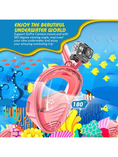 1 قطعة قناع غوص بمدى رؤية 180 درجة، مضاد للضباب والتسرب، بأشرطة قابلة للضبط + إطار من السيليكون الناعم، يناسب الجنسين، مثالي للسباحة في المسبح صيفًا، هدية جيدة