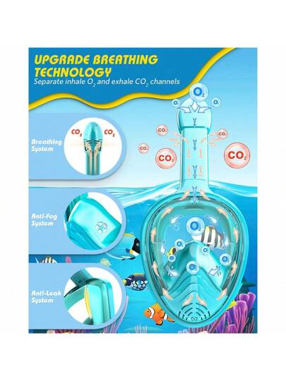 قناع غوص 180 درجة بنظرة واسعة، مقاوم للضباب ومانع للتسرب، قابل للتعديل مع إطار من السيليكون الناعم، للجنسين، للاستخدام في المسبح والسباحة صيفاً، هدية قطعة واحدة