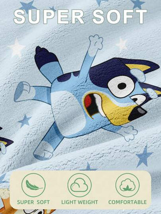 Bluey بطانية كرتونية بلوي 1 قطعة، بطانية ألقاء بنمط بلوي والنجوم، بطانة ناعمة وصديقة للبشرة، لا تنفر ويسهل العناية بها، بطانية لاستراحة المكتب، منسوجات منزلية بسيطة، مثالية للأريكة وغرفة النوم والمكتب والسفر، مناسبة لجميع المواسم، هدايا عيد ممتازة،...
