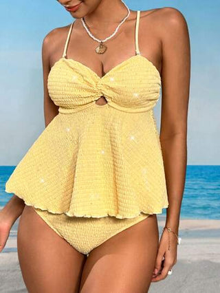 طقم تانكيني حريمي Swim Lushoire مجموعة ملابس سباحة بيكيني بتفاصيل كشكشة للنساء للصيف