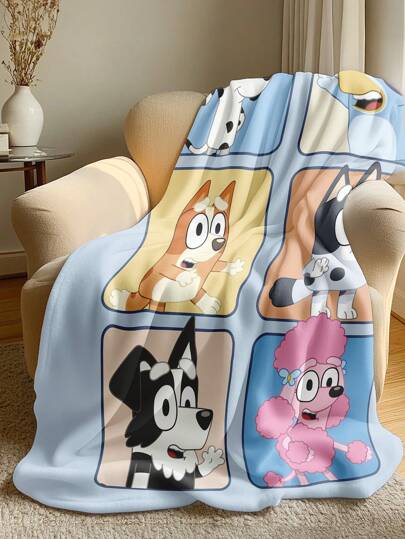 Bluey بطانية ملقاة كرتونية بلوي القطعة الواحدة، بطانية ملقاة متعددة الاستخدامات بطراز بلوي، بطانية نوم ناعمة وصديقة للبشرة، بدون تساقط وسهلة العناية، بطانية للغفوة في المكتب، منسوجات منزلية بسيطة، مثالية للأريكة والغرفة والصالة والمكتب والسفر،...