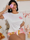 SweetSlumber طقم نوم نسائي بطباعة دونات رائعة