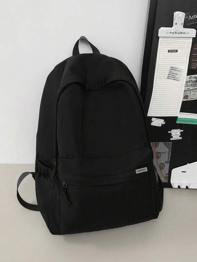 حقيبة ظهر مدرسية كلاسيكية أساسية ذات موحد اللون مزودة بسحاب، مع تقسيمة لحمل الحاسوب، حقيبة متعددة الاستخدامات، رياضية، ذات جودة عالية مع حزام قابل للتعديل، وجيوب متعددة والتصميم مريح وخفيف الوزن، ذات سحاب مزدوج مناسبة للاستخدام في الرحلات والسفر، مثالية ل