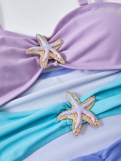 Swim Oasis طقم بحر مع غطاء بدون أحزمة مقاس كبير مع أحزمة قابلة للفك وتفاصيل قطع ملونة + تنورة شبكية فاخرة