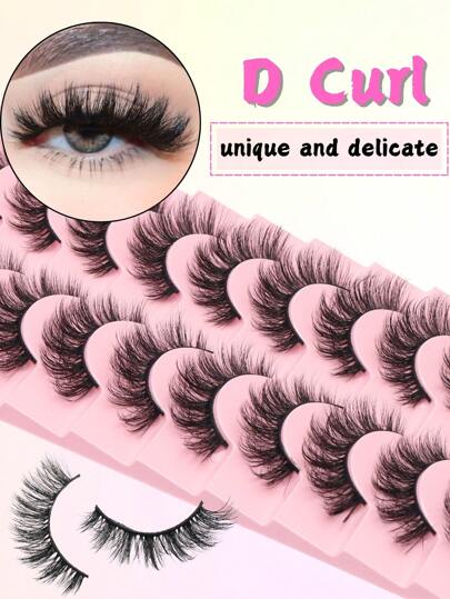 10 أزواج من رموش مستعارة كاملة الطول، ذات قوام ناعم وطبيعي وسميك، مناسبة للمبتدئين، لا غنى عنها في الحفلات والسفر كجزء من مكياج احتفالي