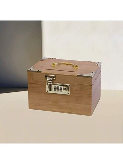 أثاث مكتبي بنك خشبي عتيق بقفل رقمي ، صندوق نقود خشبي متين ، هدية مثالية للادخار ،ديكور المنزل ، عيد الميلاد ، المناسبات ، العودة للمدرسة ، هدية عالية الجودة لعيد الميلاد ، عيد الحب ، عيد الفصح