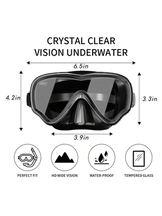 قناع الغوص للكبار، قناع وجه كامل من الزجاج المقسى، مضاد للضباب ومقاوم للماء للرياضات الخارجية، رياضات المياه، السباحة