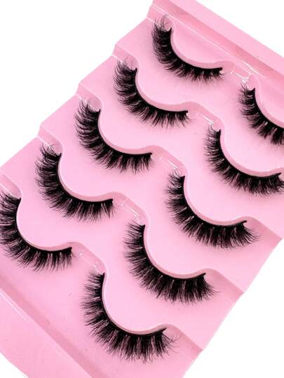 طقم رموش صناعية ناعمة فاخرة 3D شكل الثعلب، 5 أزواج طبيعية قصيرة ناعمة كثيفة شكل الثعلب رموش صناعية طبيعية تبدو كإطالة الرموش لجعل عينيك جذابتين وجميلتين