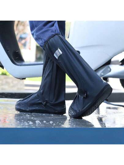 زوج من أغطية الأحذية الطويلة المقاومة للمطر ، مانعة للانزلاق ، مقاومة للماء ، سميكة ومتينة ، للرجال والنساء ، لاستخدام الخارجي