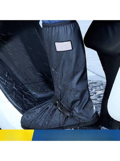 زوج من أغطية الأحذية الطويلة المقاومة للمطر ، مانعة للانزلاق ، مقاومة للماء ، سميكة ومتينة ، للرجال والنساء ، لاستخدام الخارجي