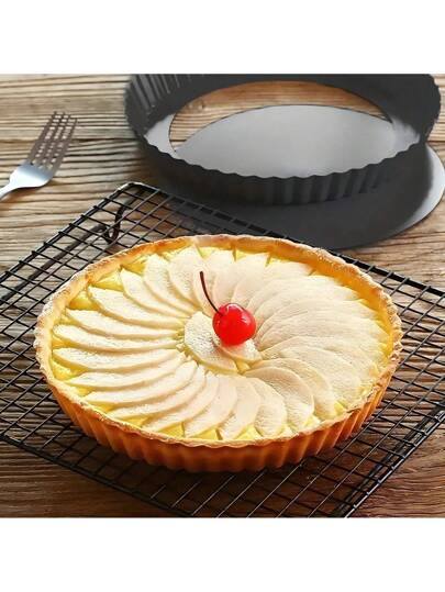قطعة/قطعتان قالب خبز الكيك غير لاصق/صينية فطيرة بقاع قابل للإزالة، قالب كيك بيتزا الفطيرة الحلوى بقطر 9 بوصة، صينية فطيرة دائرية سهلة الإخراج على شكل نبات الكرون، صينية ميل فوي معاد استخدامها من الصلب الكربوني، أدوات مطبخ من الصلب الكربوني متينة...
