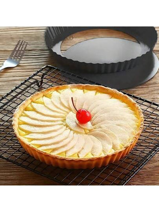 قطعة/قطعتان قالب خبز الكيك غير لاصق/صينية فطيرة بقاع قابل للإزالة، قالب كيك بيتزا الفطيرة الحلوى بقطر 9 بوصة، صينية فطيرة دائرية سهلة الإخراج على شكل نبات الكرون، صينية ميل فوي معاد استخدامها من الصلب الكربوني، أدوات مطبخ من الصلب الكربوني متينة...