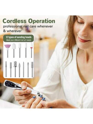 طقم آلة تلميع الأظافر الكهربية احترافية لطحن وتلميع الأظافر وإزالة البشرة الميتة، ملف أظافر، ماكينة مناكير محمولة